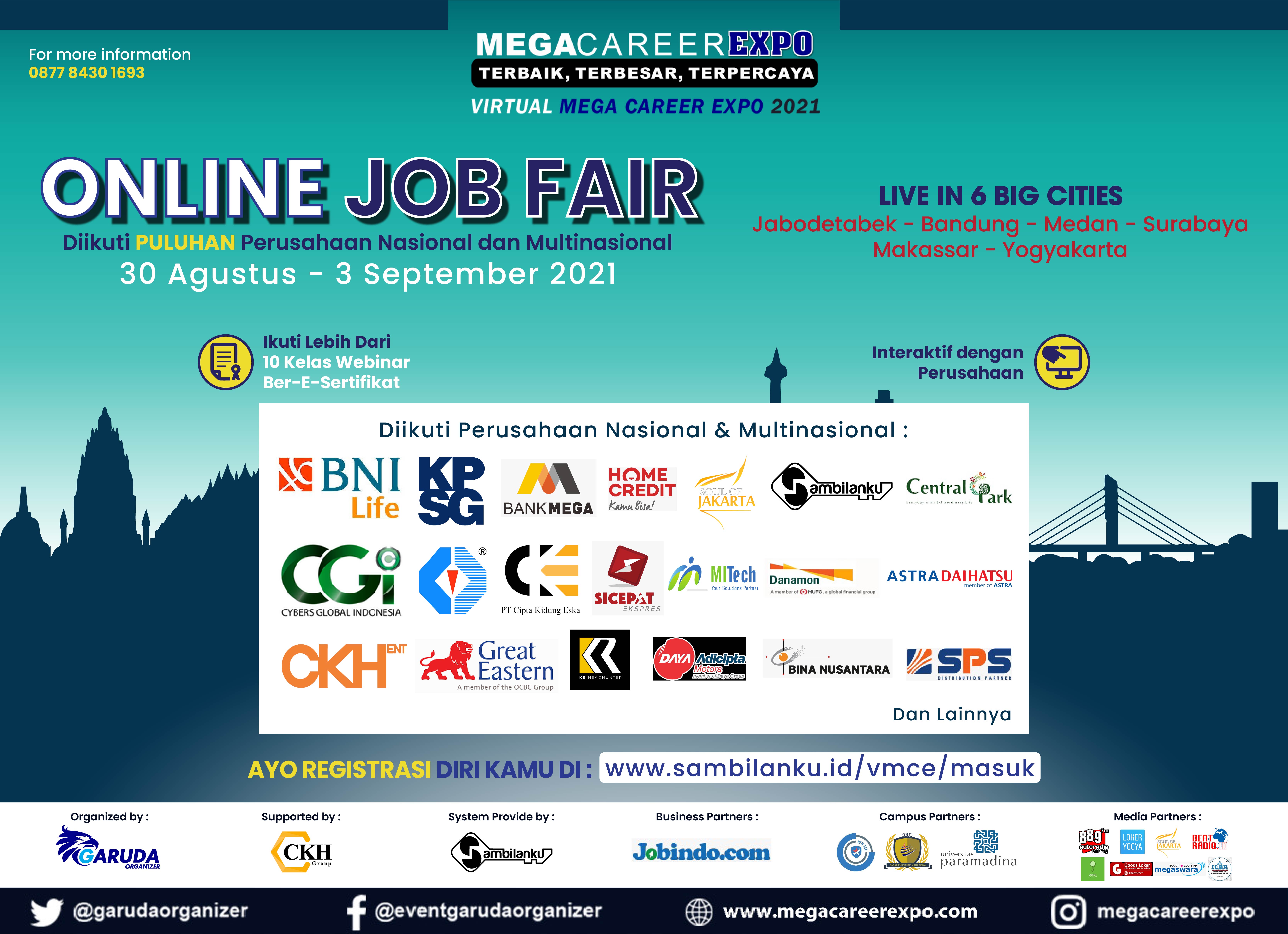 Ikuti Online Jobfair dan Webinar Series di Virtual Mega Career Expo 30 Agustus â€“ 3 September 2021